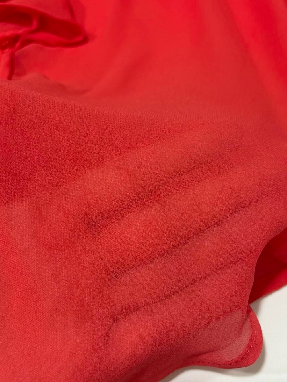 Red Ruffle-Front Sheer Blouse - Picture 7 of 8